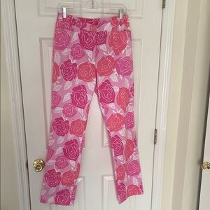 Lilly Pulitzer Vibrant Rose Print Trousers